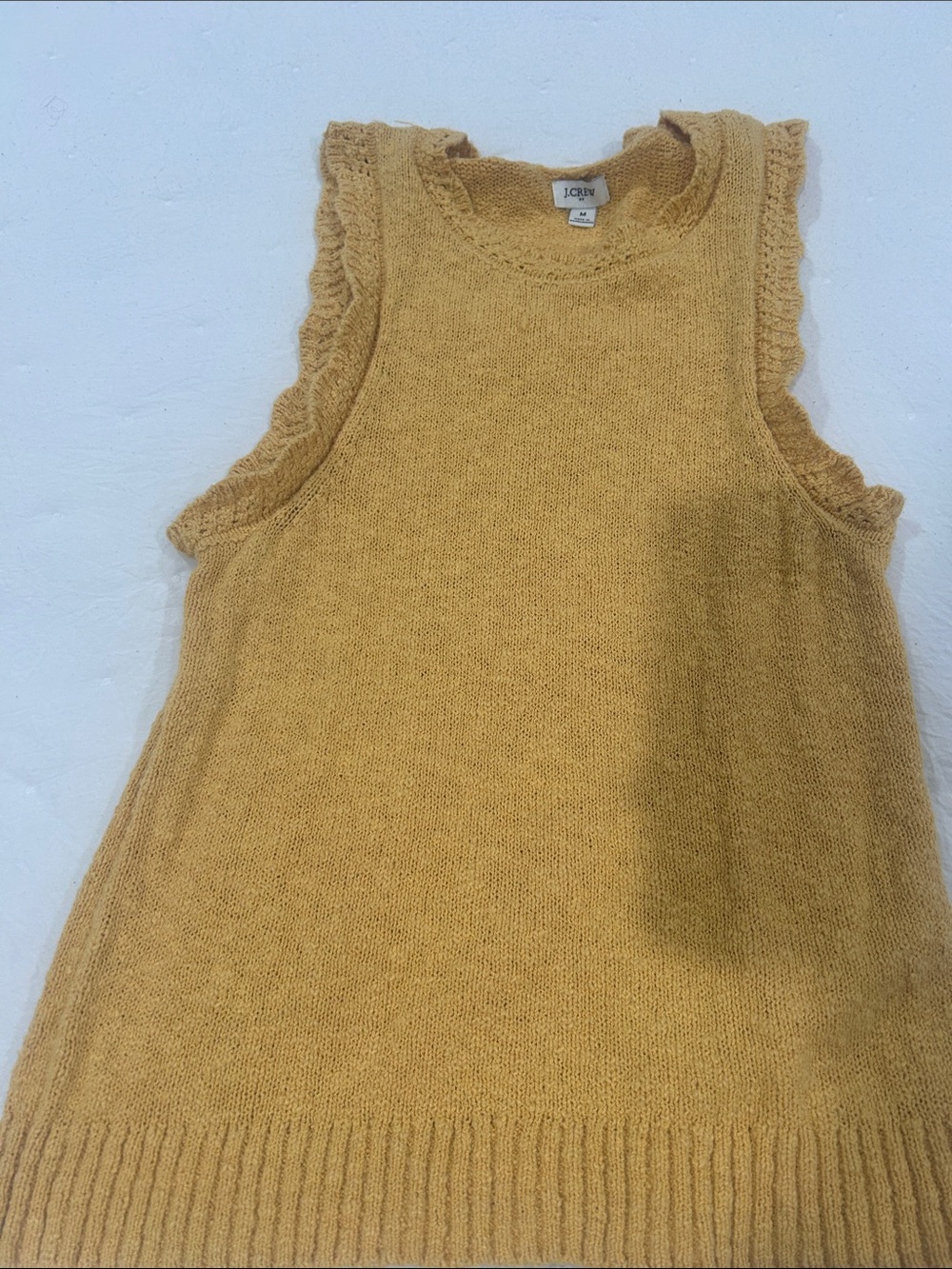 J. Crew Mustard Yellow Knit Ruffle Sleeve Tank
